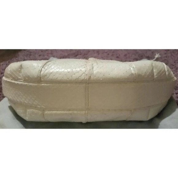 VTG Judith Leiber Snakeskin White Handbag with Pink Agate Grannycore Orig Box - Picture 10 of 12